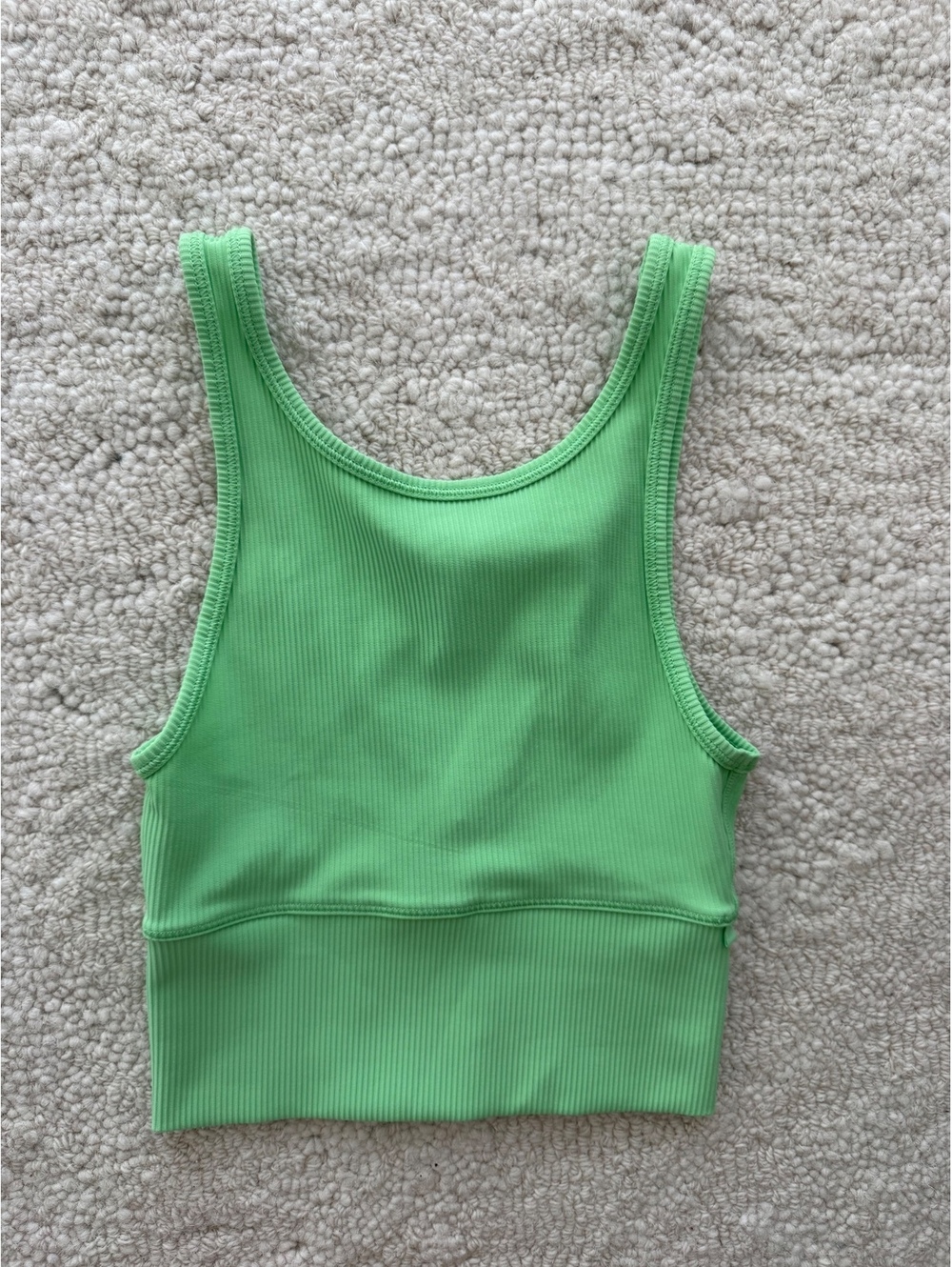 Lululemon Power Pivot Tank Ribbed Green Size 2 Reversible Crop Top